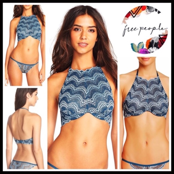 Free People Tops - FREE PEOPLE BOHO HALTER BRA LACE BRALETTE A2C